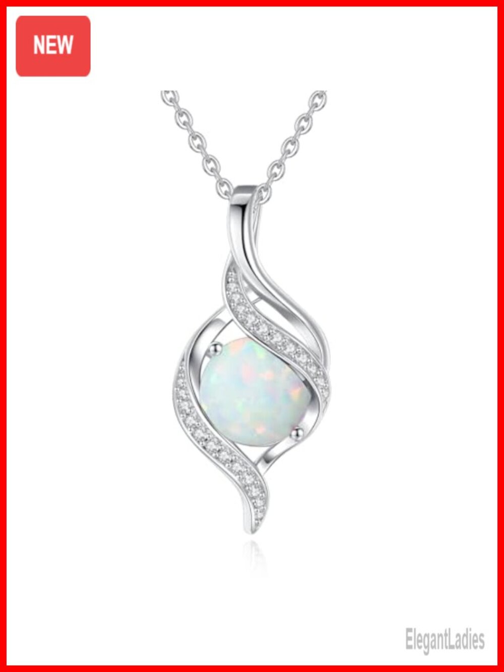 Created Opal Birthstone Pendant Necklace October Fine Jewelry Gift